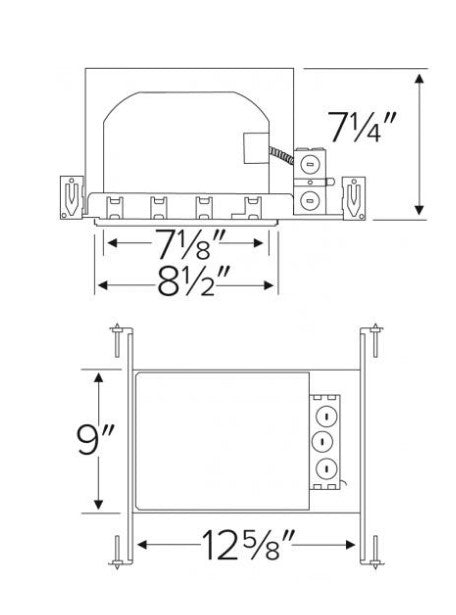ELCO Lighting EL8SQICA 8 Inches Incandescent IC Square Housing Watt 75W, Voltage 120V