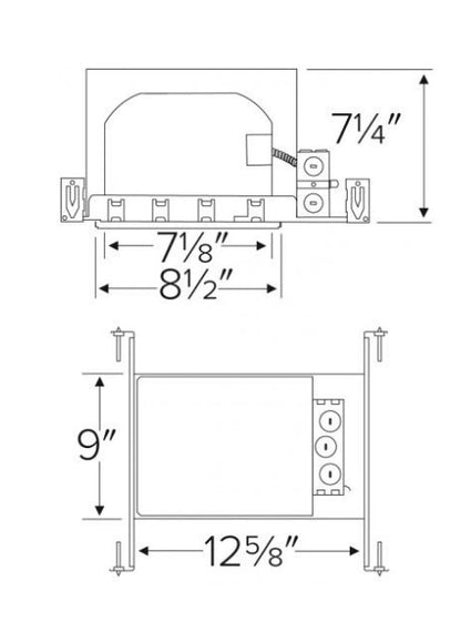 ELCO Lighting EL8SQICA 8 Inches Incandescent IC Square Housing Watt 75W, Voltage 120V