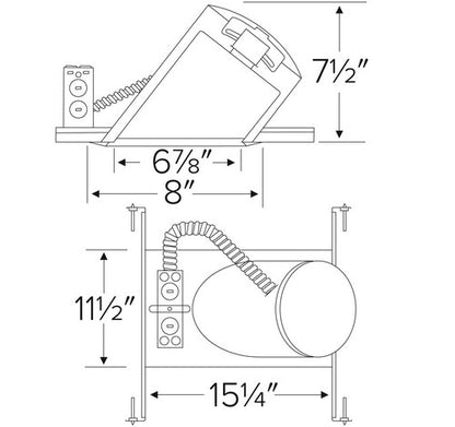 ELCO Lighting EL901HT 6" Super Sloped Ceiling Medium Base Non-IC New Construction Housing