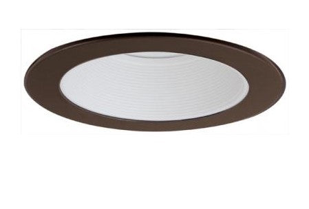 ELCO Lighting EL993WBZ 4 Inch Phenolic Step Baffle Trim White With Bronze Ring Finish