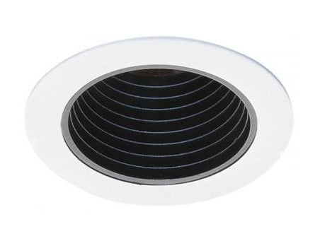 ELCO Lighting EL994B 4 Inch Stepped Phenolic Baffle Trim Black With White Ring Finish