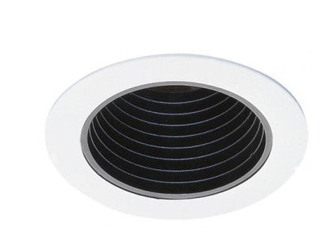 ELCO Lighting EL994DB 4 Inch Stepped Phenolic Deep Baffle with Die-Cast Ring Trim Black With White Ring Finish