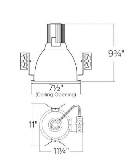 ELCO Lighting ELH7T 7 Inches New Construction Incandescent Architectural Housing Watt 150W, Voltage 120V