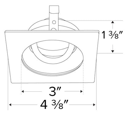ELCO Lighting ELK3329B Pex 3" Square Gimbal die-cast Adjustable trims with twist-&-lock system Black with White Ring Finish