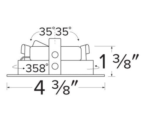 ELCO Lighting ELK3329B Pex 3" Square Gimbal die-cast Adjustable trims with twist-&-lock system Black with White Ring Finish