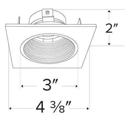 ELCO Lighting ELK3393W Pex 3 Inch Square Adjustable Baffle die-cast adjustable trims with Twist-&-Lock system White Finish