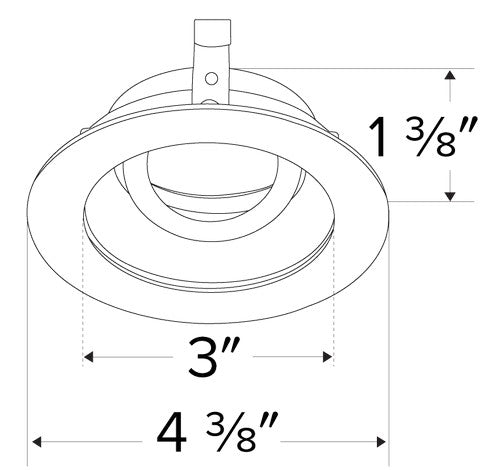 ELCO Lighting ELK3629B Pex 3 Inch Round Adjustable Gimbal for Koto System Black with White Ring Finish