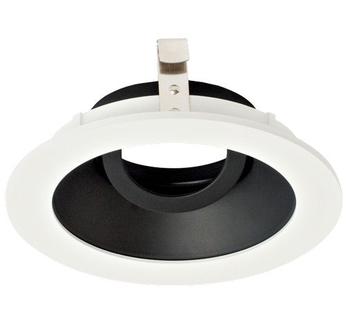 ELCO Lighting ELK4129B Pex 4 Inch Round Gimbal die-cast Adjustable trims with twist-&-lock system Black with White Ring Finish