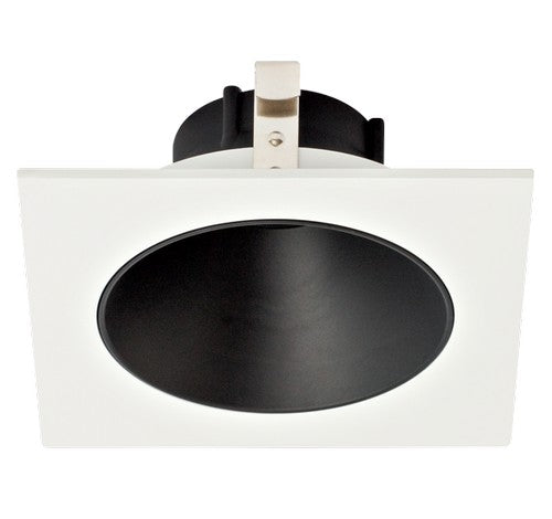 ELCO Lighting ELK4218B Pex 4 Inch Square Deep Reflector Die-cast trims with twist-&-lock system Black with White Ring Finish