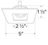 ELCO Lighting ELK4227B Pex 4 Inch Square Adjustable Pinhole die-cast adjustable trims with twist-&-lock system Black Reflector with White Ring Finish