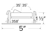 ELCO Lighting ELK4227B Pex 4 Inch Square Adjustable Pinhole die-cast adjustable trims with twist-&-lock system Black Reflector with White Ring Finish