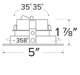 ELCO Lighting ELK4284W Pex 4 Inch Square Adjustable Baffle die-cast trims with twist-&-lock system White Finish