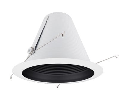 ELCO Lighting ELM300B 6 Inch Airtight Metal Baffle Cone with Torsion Springs Trim Black With White Ring Finish
