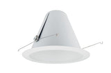 ELCO Lighting ELM301W 6 Inch Airtight Smooth Metal Cone Reflector with Torsion Springs Trim All White Finish