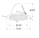 ELCO Lighting ELM305W 6 Inches Shallow Airtight Baffle with Torsion Springs Trim All White Finish