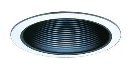 ELCO Lighting ELM40BOV 6 Inch Metal Stepped Baffle Trim Black With White Oversized Ring Finish