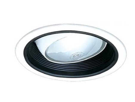 ELCO Lighting ELM48B 6 Inches Regressed Eyeball with Baffle Trim Black with White Ring Finish