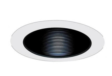 ELCO Lighting ELM530B 5 Inches Metal Stepped Baffle with Coil Springs Trim Black with White Ring Finish