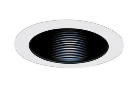 ELCO Lighting ELM530BOV 5 Inches Metal Stepped Baffle with Coil Springs Trim Black with White Ring Finish