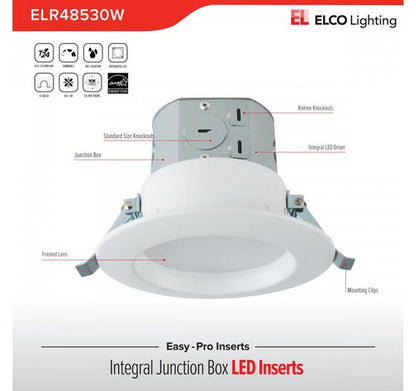 ELCO Lighting ELR48530W 12.5W 4 Inch Integral Junction Box LED Inserts 3000K 700 lm