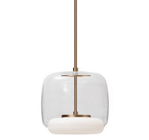 Kuzco Lighting PD70610-XX/XX Enkel LED Mini Clear Glass Shade with Vintage Brass Pendant Light 120V - BuyRite Electric