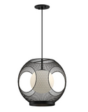 Kuzco Lighting EP56913-BK/OP 13" LED Kona 1 Outdoor Ceiling Pendant Light with Opal Glass, Black Finish