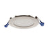 Ultra slim round nickel LED panel light with blue spring clips, designed for recessed installation; 4 inches, 4000K, 575lm.