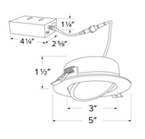 Elco Lighting ERT413CT5W 4" LED Recessed Gimbal Downlight with 5-CCT Switch, Lumens 650 lm, Color Temperature 2700K-5000K, All White