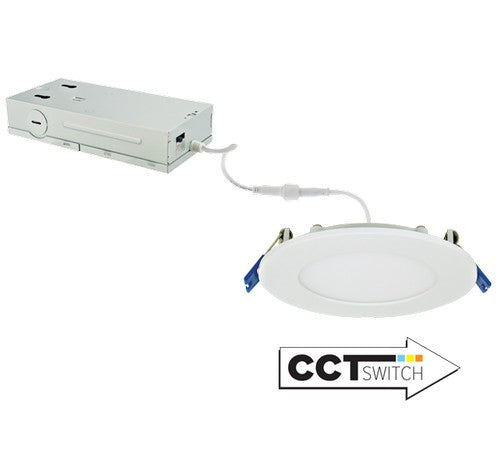 ELCO Lighting ERT41DXCT5W 12W 4" 120/277/347V Ultra Slim LED Round Panel Light with 5-CCT Switch 750lm
