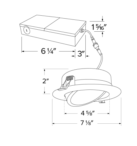 Elco Lighting ERT613CT5DXW 6" 120/277/347V LED Recessed Gimbal Downlight with 5-CCT Switch, Lumens 900 lm, Color Temperature 2700K-5000K, All White