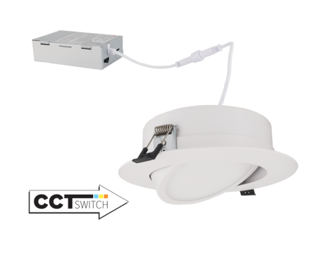 Elco Lighting ERT613CT5W 6" LED Recessed Gimbal Downlight with 5-CCT Switch, Lumens 900 lm, Color Temperature 2700K-5000K, All White