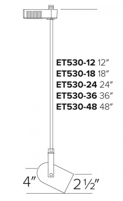 Elco Lighting ET530-18W Electronic Low Voltage Roundback Accent Light with Stem Extension 18" Track Fixture, White Finish
