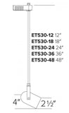 Elco Lighting ET530-48W Electronic Low Voltage Roundback Accent Light with Stem Extension 48" Track Fixture, White Finish