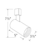 Elco Lighting ET634W 120V Line Voltage Flat Back Cylinder Track Fixture, White With Black Baffle Finish