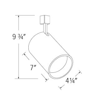 Elco Lighting ET635W 120V Line Voltage Flat Back Cylinder Track Fixture, White With Black Baffle Finish