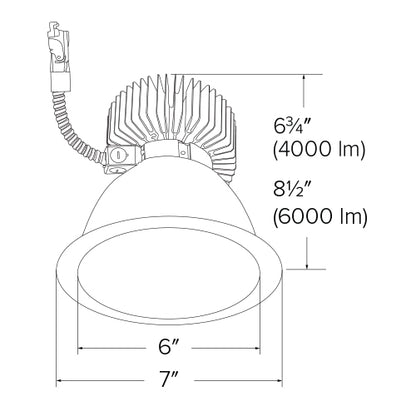 ELCO Lighting E610L4035W 6 Inch Reflector LED Light Engine Trims White Finish 3500K 4000 lm