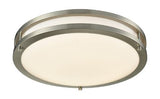 Westgate FDL-16-MCT LED 16 Inch 25W Double Ring Flush Mount Drum Fixtures 1800Lm MCT 120V Dimmable Brushed Nickel Finish