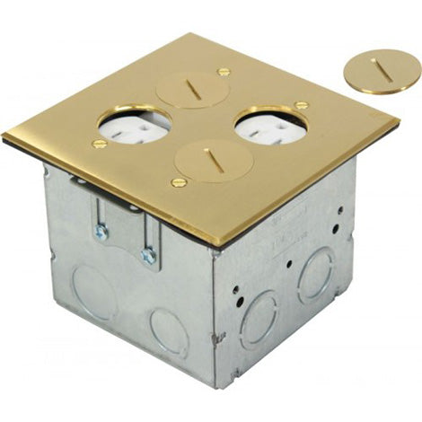 Orbit Brass Adjustable Floor Box Round Plug Type With 2 Duplex Receptacles 125V AC - BuyRite Electric