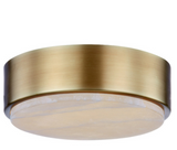 Alora Lighting FM325108VBAR 8" Blanco Alabaster Glass LED Flush Mount Ceiling Light Fixture, Vintage Brass Finish