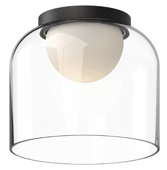 Kuzco Lighting FM52508-BK/CL  8" Cedar Modern LED Ceiling Light Fixture, Black Finish