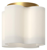 Kuzco Lighting FM54809-BG/OP 9" Clover Opal Glass Modern LED Ceiling Light Fixture, Brushed Gold Finish