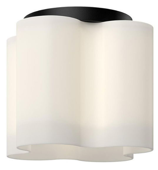 Kuzco Lighting FM54809-BK/OP 9" Clover Opal Glass Modern LED Ceiling Light Fixture, Black Finish