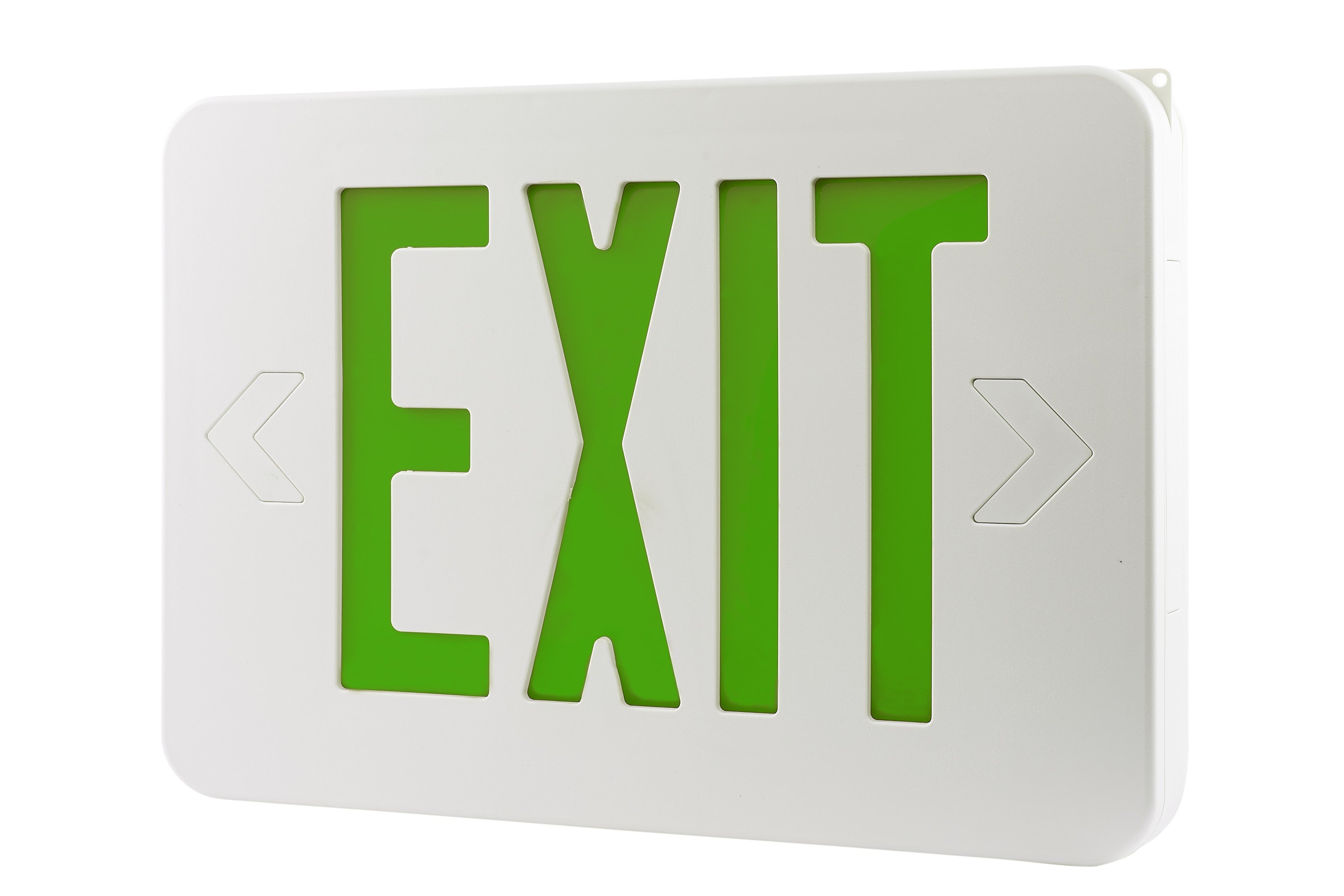 ELCO Lighting EELE2 LED Exit Sign, Green or Red Letters, Single/Double Face Configurable Green Letters, 2 Circuit for Generator Use | BuyRite Electric