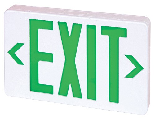 ELCO Lighting EELED LED Exit Sign, Green or Red Letters, Single/Double Face Configurable Green Letters, Battery Backup | BuyRite Electric