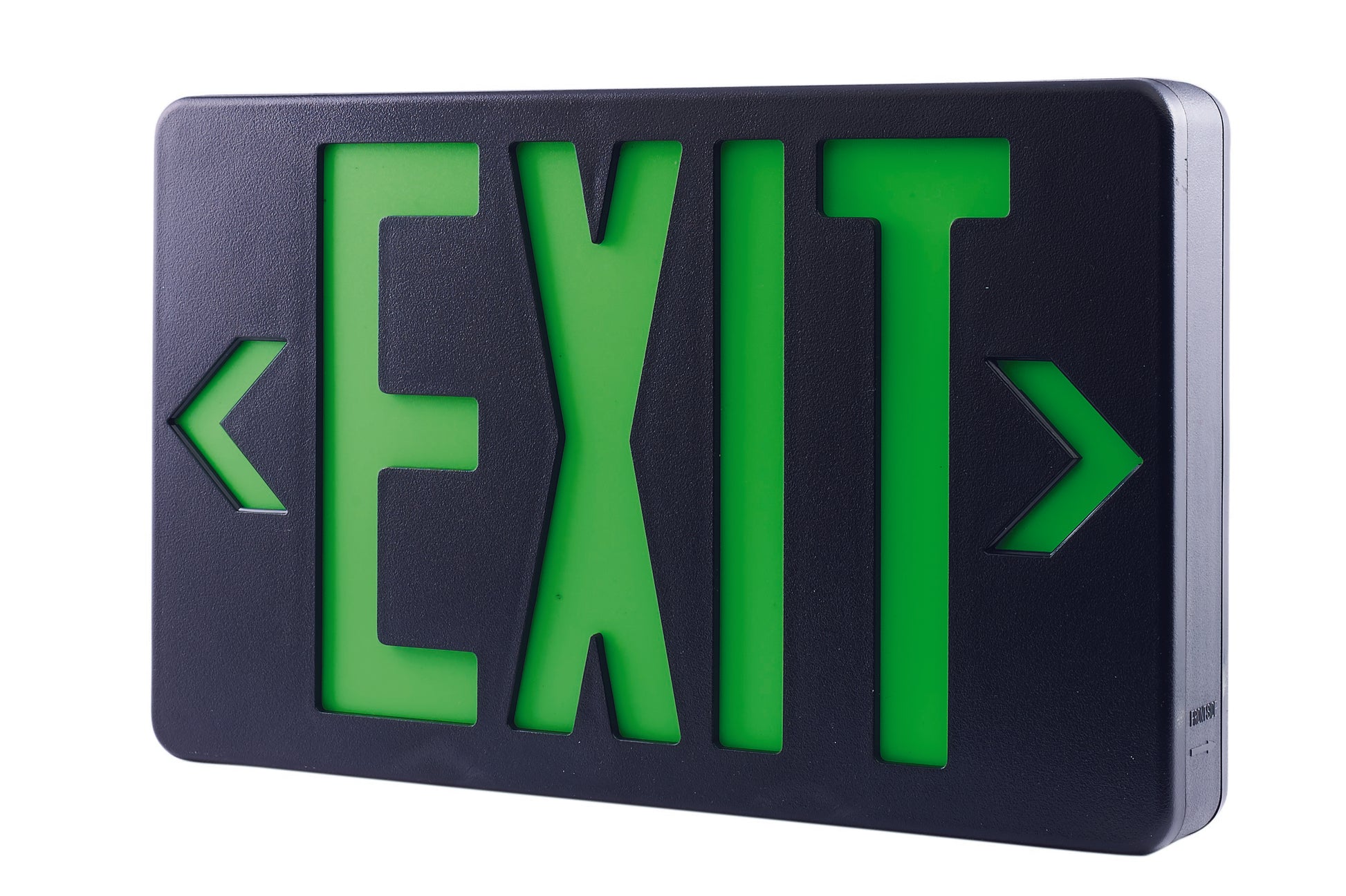 ELCO Lighting EELEDB LED Exit Sign, Green or Red Letters, Single/Double Face Configurable Green Letters, Black Housing, Battery Backup | BuyRite Electric