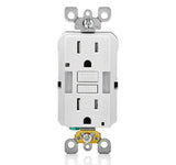 LEVITON GFNL1 Self-Test  Tamper Duplex Receptacle with  Guide Light 15A / 125 VAC WH - BuyRite Electric
