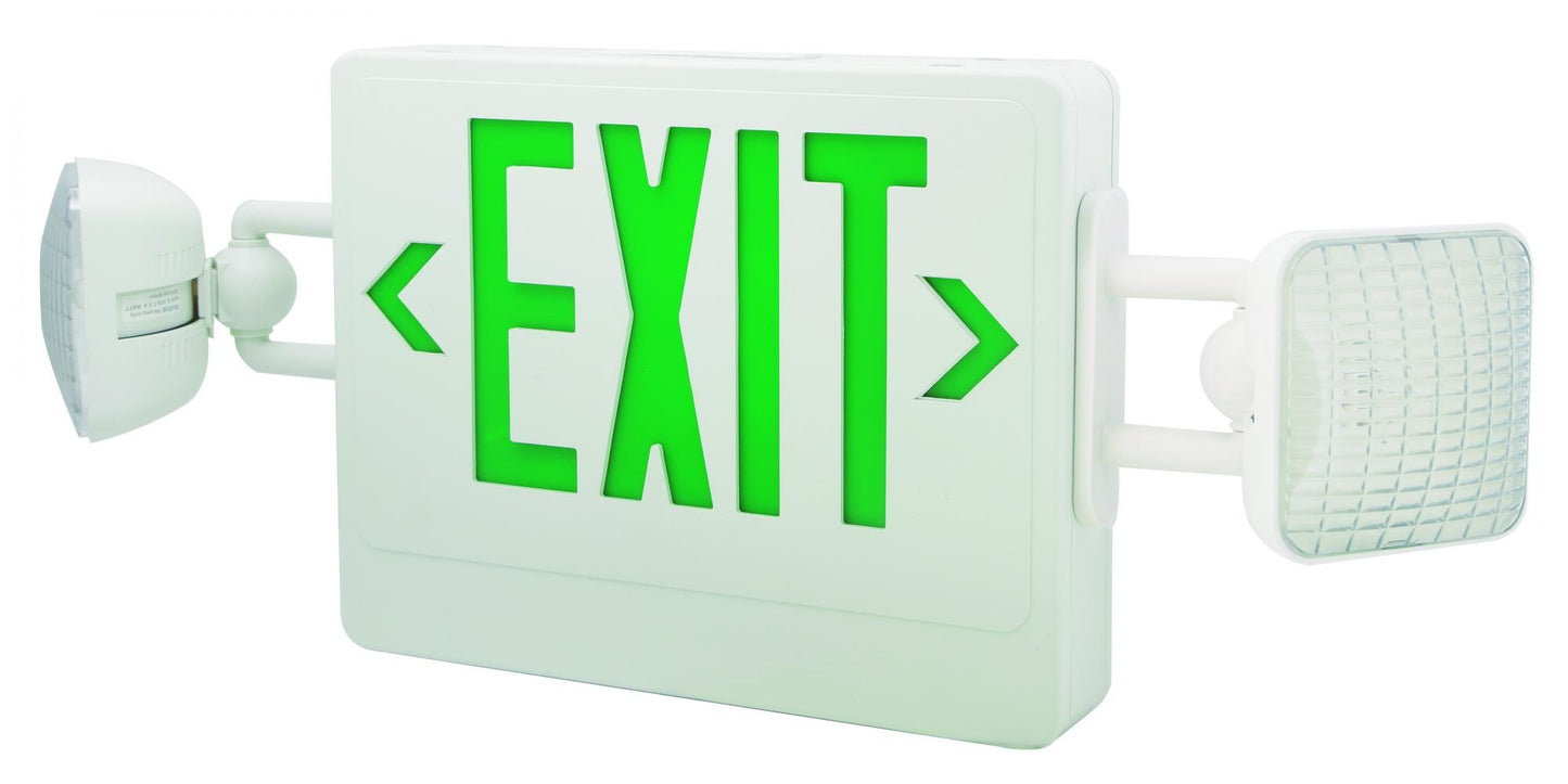 ELCO Lighting EE98HG LED Exit Sign and LED Emergency Light Combo Green Letters 120/277V | BuyRite Electric