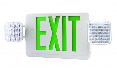 ELCO Lighting EE96HG LED Exit Sign and LED Emergency Light Combo Green Letters 120/277V | BuyRite Electric
