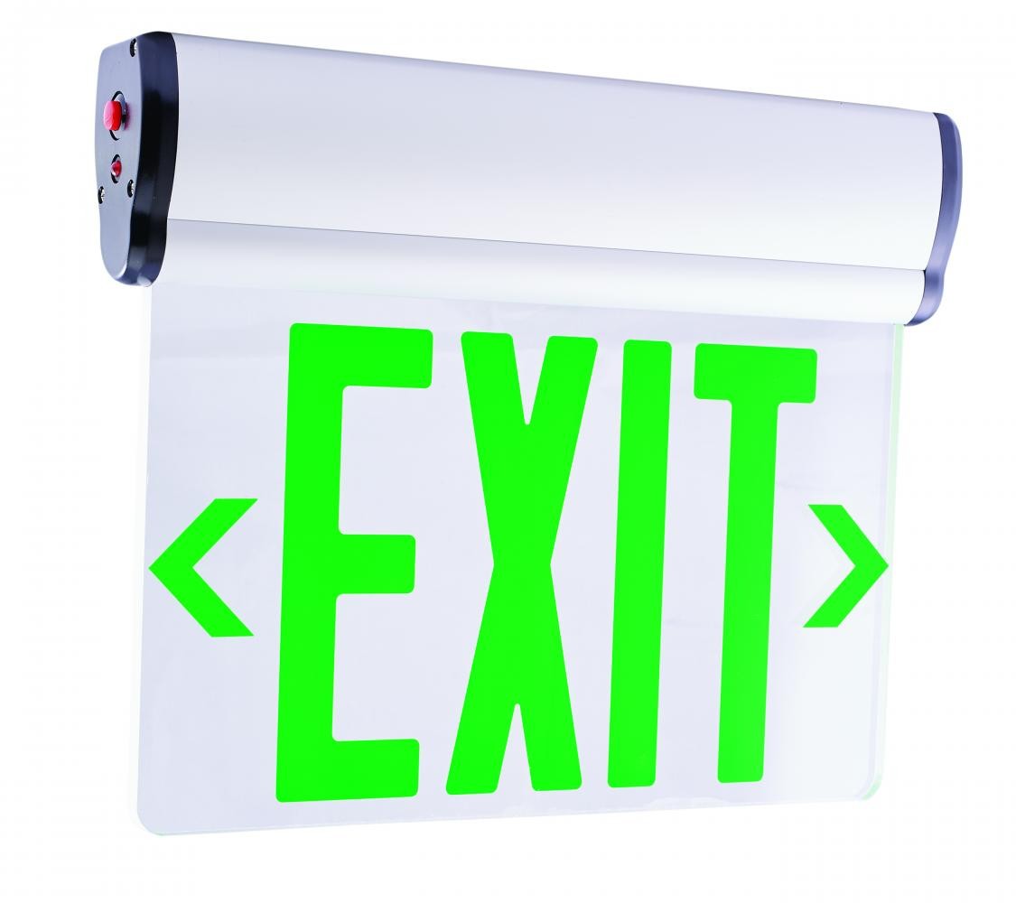 ELCO Lighting EDGLIT1G LED Edge Lit Exit Sign Green Letters, Single Face | BuyRite Electric