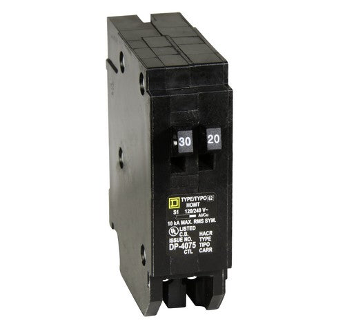 Square D HOMT3020 Homeline™ 20 Amp Tandem Plug-On Mount Circuit Breaker 10KA 120/240 VAC - BuyRite Electric